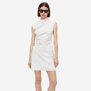 H&M Draped Asymmetrical White Dress, White Mini Dress, Chic Dress- Small